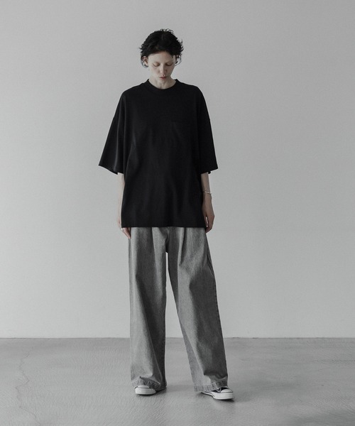 loose stylish double tuck wide denim PT / ルーズスタイリッシュ 