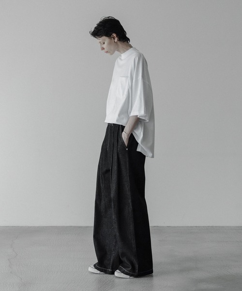 【美品】remer リメール ルーズタックワイドデニム Lサイズ remer ジーンズ loose stylish double tuck wide denim PT