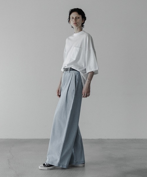 loose stylish double tuck wide denim PT / ルーズ