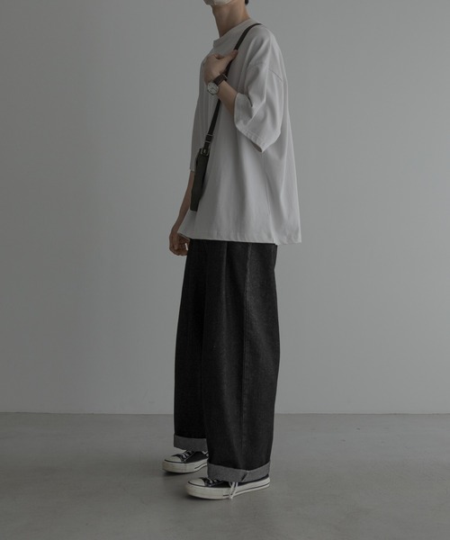 remer(リメール)の「loose stylish double tuck wide denim PT / ルーズスタイリッシュダブルタックワイドデニム(デニムパンツ・メンズ・ブラック/グレイッシュベージュ/サックスブルー/インディゴブルー・SMALL/MEDIUM/LARGE)」の22枚目の写真