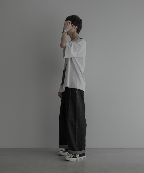 remer(リメール)の「loose stylish double tuck wide denim PT / ルーズスタイリッシュダブルタックワイドデニム(デニムパンツ・メンズ・ブラック/グレイッシュベージュ/サックスブルー/インディゴブルー・SMALL/MEDIUM/LARGE)」の20枚目の写真