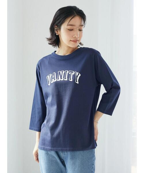 Green Parks(グリーンパークス)の「七分袖カレッジロゴTシャツ(Tシャツ/カットソー・レディース・パープル/ネイビー/オフホワイト・FREE)」の12枚目の写真