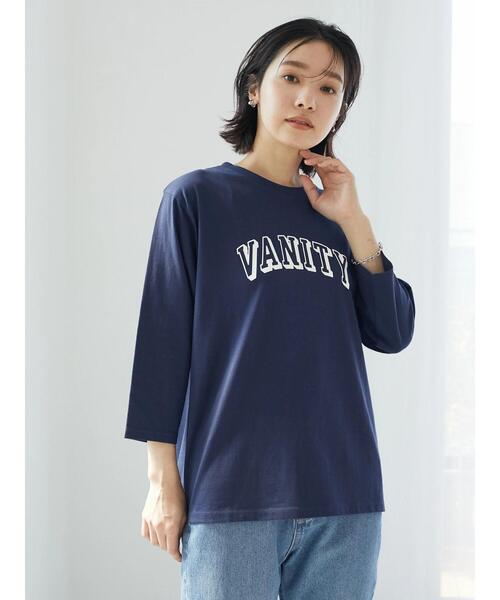 Green Parks(グリーンパークス)の「七分袖カレッジロゴTシャツ(Tシャツ/カットソー・レディース・パープル/ネイビー/オフホワイト・FREE)」の13枚目の写真
