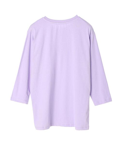 Green Parks(グリーンパークス)の「七分袖カレッジロゴTシャツ(Tシャツ/カットソー・レディース・パープル/ネイビー/オフホワイト・FREE)」の15枚目の写真