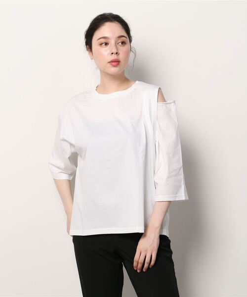 DROIT BELLO（ドロイトベロ）の「DROIT BELLO（ドロイトベロ）ショルダー開きアシメTシャツ（Tシャツ/カットソー・レディース・イエロー/サックスブルー/ホワイト・FREE）」の22枚目の写真