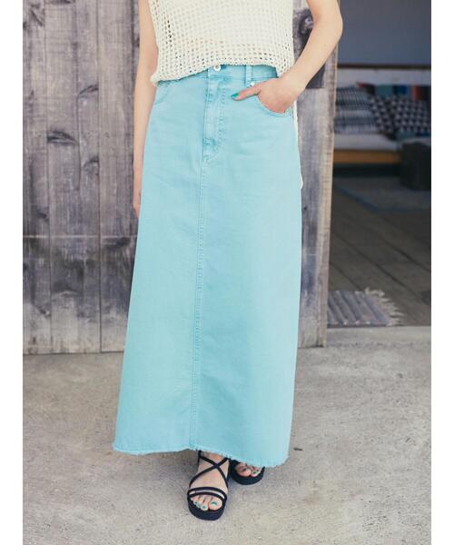 earth music&ecology(アースミュージックアンドエコロジー)の「製品染めスリットタイトスカート(スカート・レディース・オレンジ/オリーブ/ブルー・S/M)」の22枚目の写真