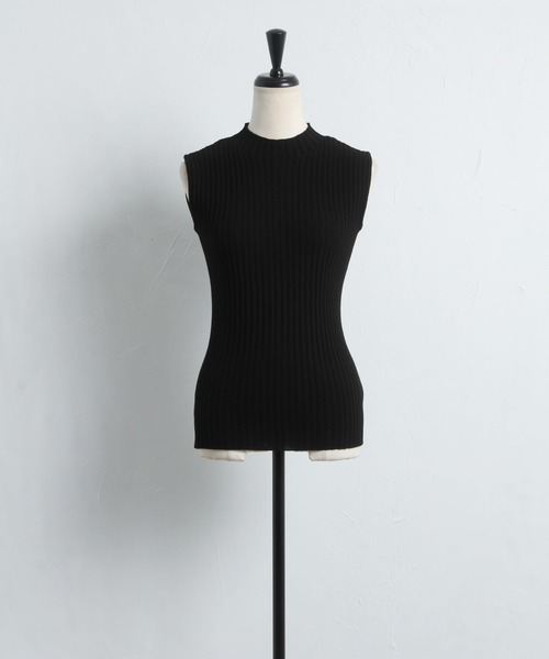 tocco closet（トッコ　クローゼット）の「プチハイネックノースリーブリブニットプルオーバー（ニット/セーター・レディース・ブラック/ベージュ/モカ・M）」の17枚目の写真