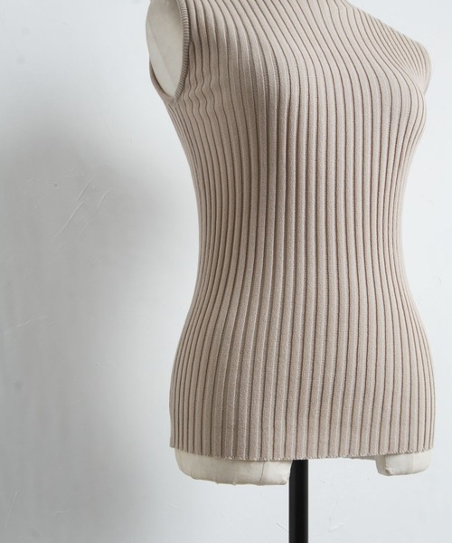 tocco closet（トッコ　クローゼット）の「プチハイネックノースリーブリブニットプルオーバー（ニット/セーター・レディース・ブラック/ベージュ/モカ・M）」の21枚目の写真