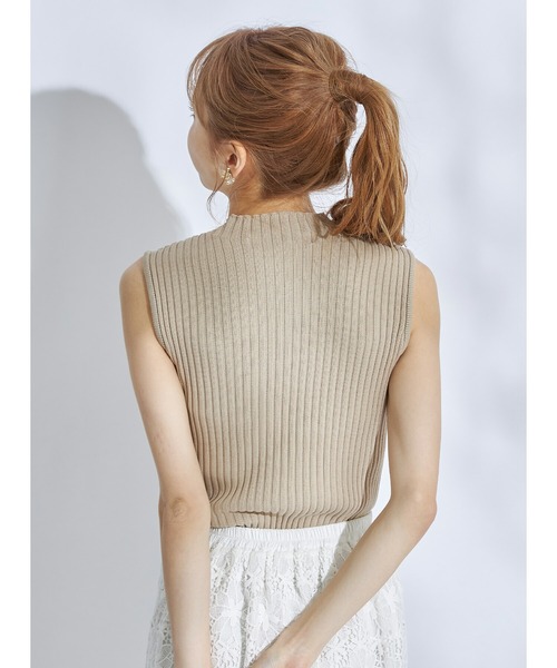 tocco closet（トッコ　クローゼット）の「プチハイネックノースリーブリブニットプルオーバー（ニット/セーター・レディース・ブラック/ベージュ/モカ・M）」の14枚目の写真