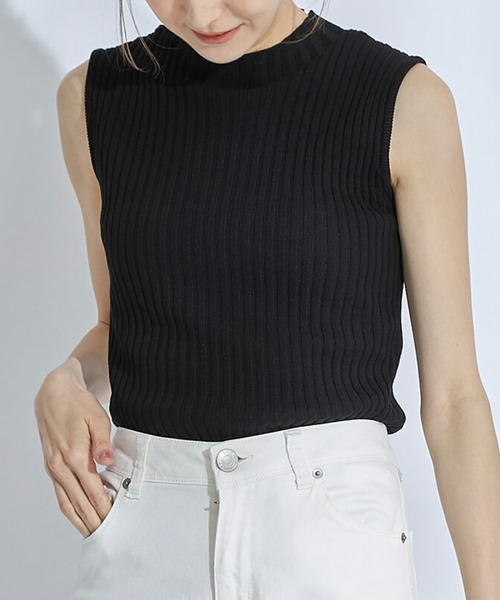 tocco closet（トッコ　クローゼット）の「プチハイネックノースリーブリブニットプルオーバー（ニット/セーター・レディース・ブラック/ベージュ/モカ・M）」の22枚目の写真