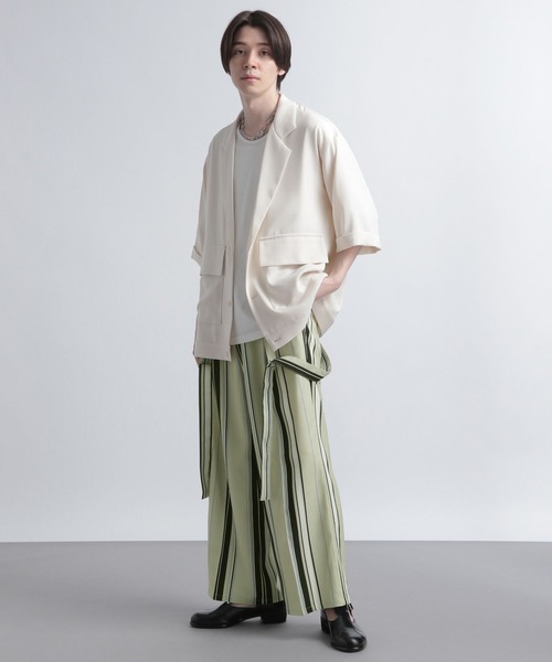 HARE(ハレ)の「サスツキランダムストライプパンツ(HARE)(その他パンツ・メンズ・ブラック/ベージュ/ブラウン/スカイブルー・FREE)」の8枚目の写真