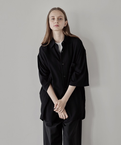 remer（リメール）の「loose drape over shirt / ルーズドレープオーバーシャツ（シャツ/ブラウス・メンズ・ブラック/カーキ・MEDIUM/LARGE/SMALL）」の7枚目の写真