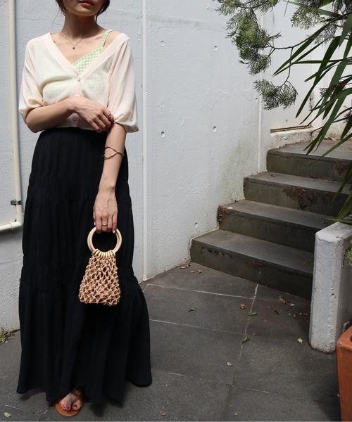 Brownie（ブラウニー）の「Brownie ギャザーティアードスカート（スカート・レディース・ホワイト/オレンジ/グリーン/ブルー/ブラック・FREE）」の3枚目の写真