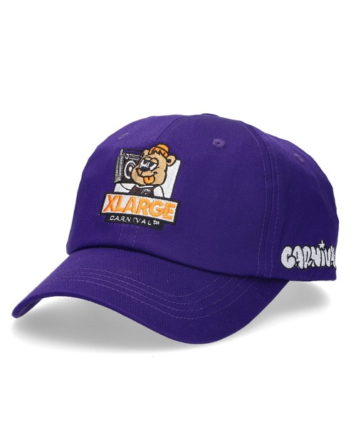 XLARGE(エクストララージ)の「XLARGE x CARNIVAL BOX BKK BEAR CAP/ ストリート ロゴ グラフィック キャップ 帽子(キャップ・メンズ・グリーン/ブラック/パープル/ネイビー・ONE SIZE)」の1枚目の写真