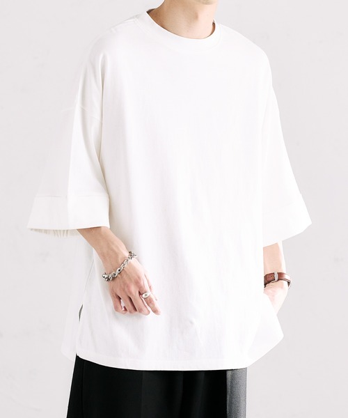 epnok（エプノック）の「ロールアップルーズTee（Tシャツ/カットソー・メンズ・チャコールグレー/オフホワイト/グレイッシュベージュ・SMALL/MEDIUM/LARGE）」の6枚目の写真