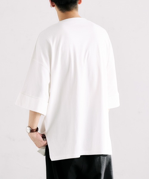 epnok（エプノック）の「ロールアップルーズTee（Tシャツ/カットソー・メンズ・チャコールグレー/オフホワイト/グレイッシュベージュ・SMALL/MEDIUM/LARGE）」の8枚目の写真