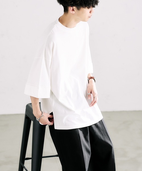 epnok（エプノック）の「ロールアップルーズTee（Tシャツ/カットソー・メンズ・チャコールグレー/オフホワイト/グレイッシュベージュ・SMALL/MEDIUM/LARGE）」の11枚目の写真