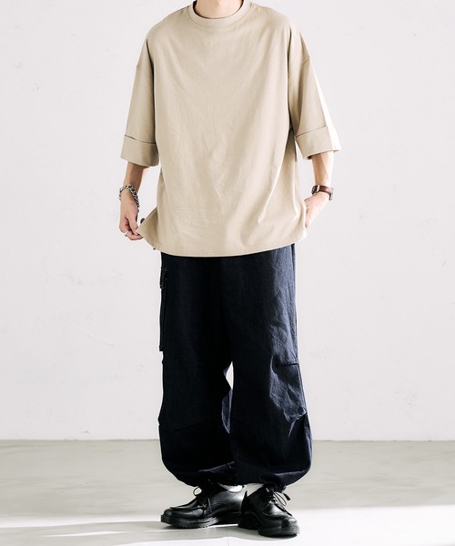 epnok（エプノック）の「ロールアップルーズTee（Tシャツ/カットソー・メンズ・チャコールグレー/オフホワイト/グレイッシュベージュ・SMALL/MEDIUM/LARGE）」の20枚目の写真