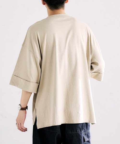 epnok（エプノック）の「ロールアップルーズTee（Tシャツ/カットソー・メンズ・チャコールグレー/オフホワイト/グレイッシュベージュ・SMALL/MEDIUM/LARGE）」の19枚目の写真