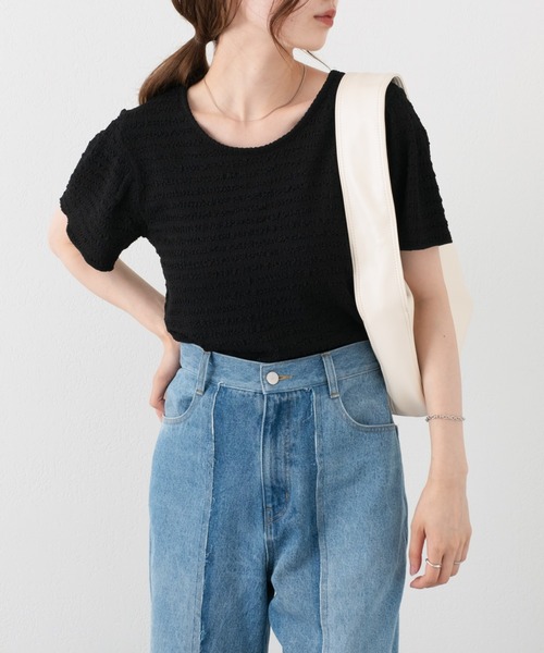 Kastane（カスタネ）の「カットジャガードTee（Tシャツ/カットソー・レディース・イエロー/グリーン/ブラック/アイボリー・FREE）」の18枚目の写真