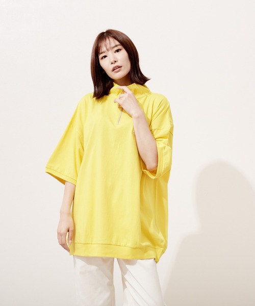 VIBGYOR(ヴィブジョー)の「ハーフZIP 刺繍 半袖 Hi/N(BEY)(Tシャツ/カットソー・メンズ・アッシュグレー/マスタード/ミント・MEDIUM/LARGE)」の4枚目の写真