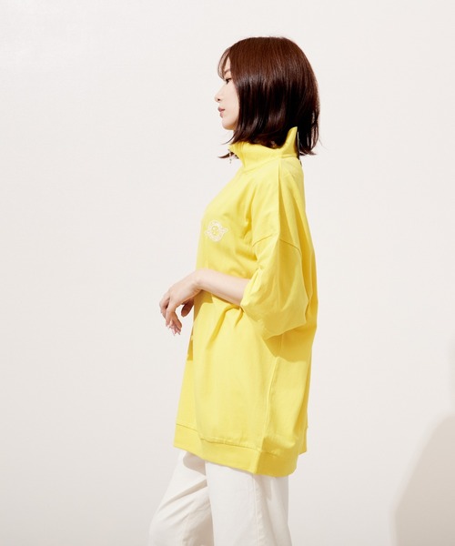 VIBGYOR(ヴィブジョー)の「ハーフZIP 刺繍 半袖 Hi/N(BEY)(Tシャツ/カットソー・メンズ・アッシュグレー/マスタード/ミント・MEDIUM/LARGE)」の5枚目の写真