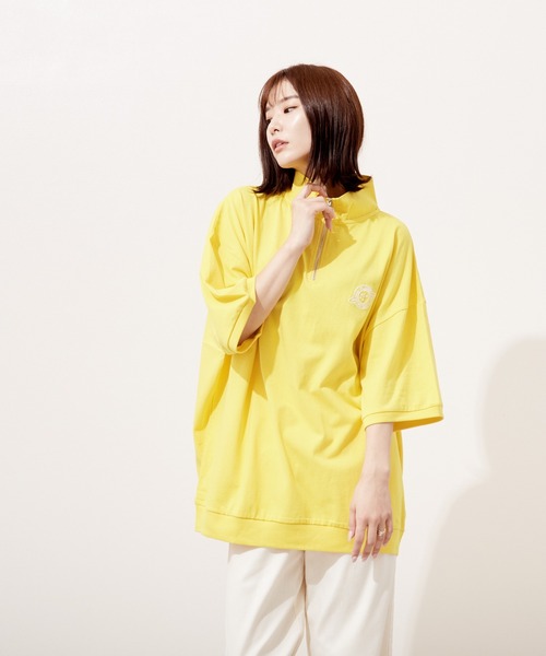 VIBGYOR(ヴィブジョー)の「ハーフZIP 刺繍 半袖 Hi/N(BEY)(Tシャツ/カットソー・メンズ・アッシュグレー/マスタード/ミント・MEDIUM/LARGE)」の7枚目の写真