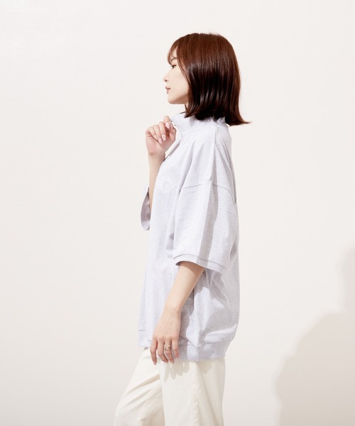 VIBGYOR(ヴィブジョー)の「ハーフZIP 刺繍 半袖 Hi/N(BEY)(Tシャツ/カットソー・メンズ・アッシュグレー/マスタード/ミント・MEDIUM/LARGE)」の12枚目の写真