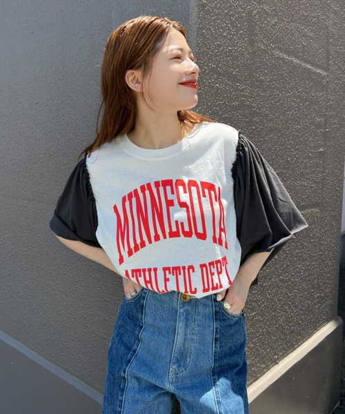 RODEO CROWNS WIDE BOWL（ロデオクラウンズワイドボウル）の「Re likeフレアスリーブトップス（Tシャツ/カットソー・レディース・ブラック/イエロー/ホワイト・FREE）」の2枚目の写真