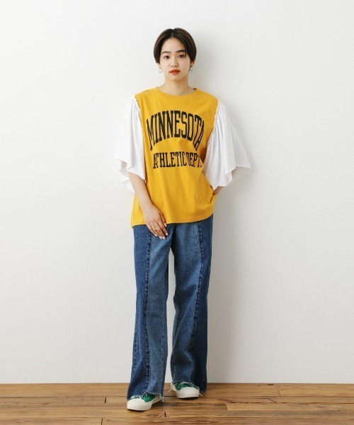 RODEO CROWNS WIDE BOWL（ロデオクラウンズワイドボウル）の「Re likeフレアスリーブトップス（Tシャツ/カットソー・レディース・ブラック/イエロー/ホワイト・FREE）」の19枚目の写真