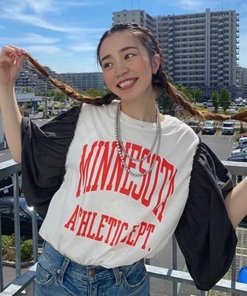 RODEO CROWNS WIDE BOWL（ロデオクラウンズワイドボウル）の「Re likeフレアスリーブトップス（Tシャツ/カットソー・レディース・ブラック/イエロー/ホワイト・FREE）」の9枚目の写真