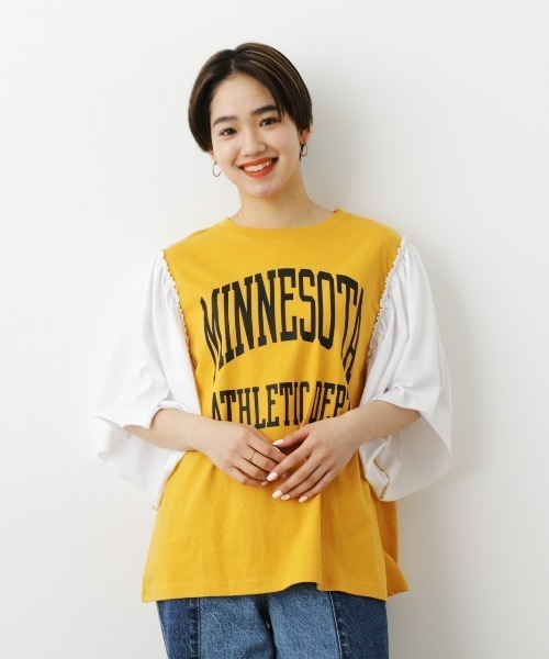 RODEO CROWNS WIDE BOWL（ロデオクラウンズワイドボウル）の「Re likeフレアスリーブトップス（Tシャツ/カットソー・レディース・ブラック/イエロー/ホワイト・FREE）」の5枚目の写真
