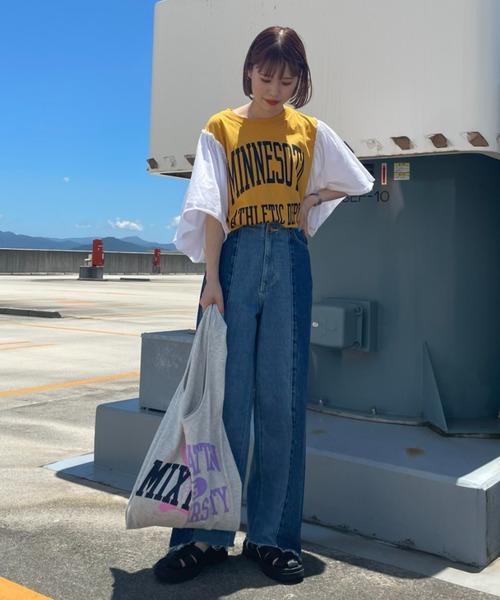 RODEO CROWNS WIDE BOWL（ロデオクラウンズワイドボウル）の「Re likeフレアスリーブトップス（Tシャツ/カットソー・レディース・ブラック/イエロー/ホワイト・FREE）」の7枚目の写真