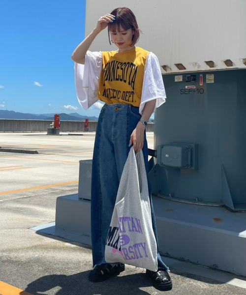 RODEO CROWNS WIDE BOWL（ロデオクラウンズワイドボウル）の「Re likeフレアスリーブトップス（Tシャツ/カットソー・レディース・ブラック/イエロー/ホワイト・FREE）」の8枚目の写真