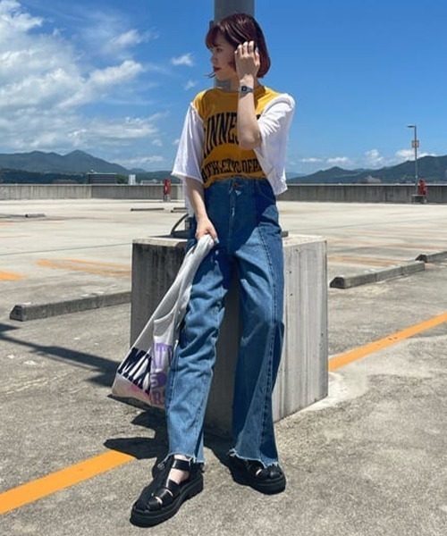 RODEO CROWNS WIDE BOWL（ロデオクラウンズワイドボウル）の「Re likeフレアスリーブトップス（Tシャツ/カットソー・レディース・ブラック/イエロー/ホワイト・FREE）」の6枚目の写真