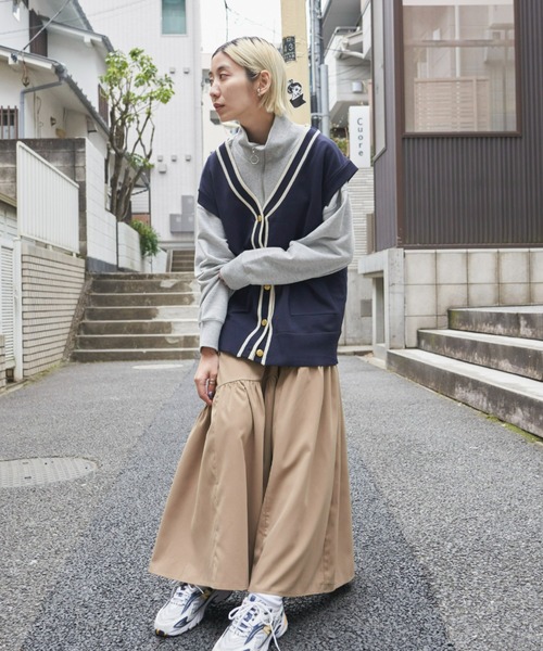 Auntie Rosa Holiday(アンティローザホリデー)の「ラインニットベスト(ベスト・レディース・ネイビー/アイボリー・FREE)」の18枚目の写真