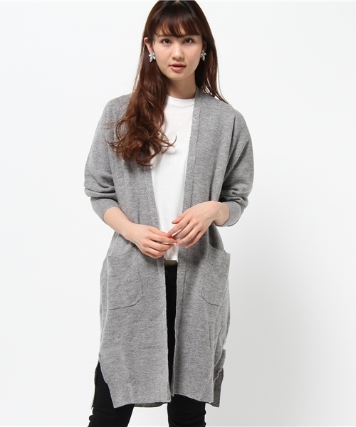 DISCOAT(ディスコート)の「【Discoat】鹿の子ロングカーディガン(カーディガン/ボレロ・レディース・アイボリー/グレー/ネイビー・フリ-)」の1枚目の写真