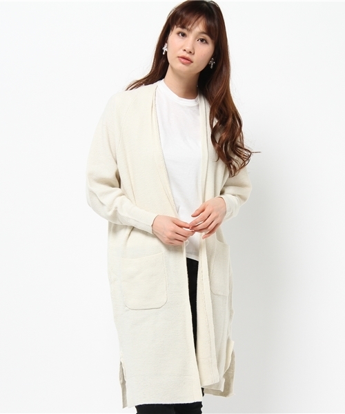 DISCOAT(ディスコート)の「【Discoat】鹿の子ロングカーディガン(カーディガン/ボレロ・レディース・アイボリー/グレー/ネイビー・フリ-)」の2枚目の写真