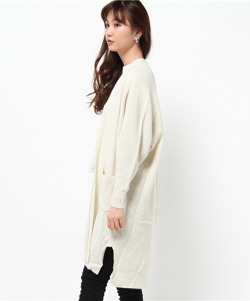 DISCOAT(ディスコート)の「【Discoat】鹿の子ロングカーディガン(カーディガン/ボレロ・レディース・アイボリー/グレー/ネイビー・フリ-)」の5枚目の写真