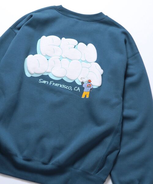 BEN DAVIS/WHITE LABEL(ベンデイビス ホワイトラベル)の「【BEN DAVIS(ベンデイビス)】BUBBLE LOGO CREW NECK SWEAT / ≪NAVAL別注≫ バブルロゴ 発泡 バックプリント クルーネック スウェット(スウェット・メンズ・オフホワイト/グリーン/ブルーグレー/ブラック・X-LARGE/MEDIUM/LARGE)」の3枚目の写真