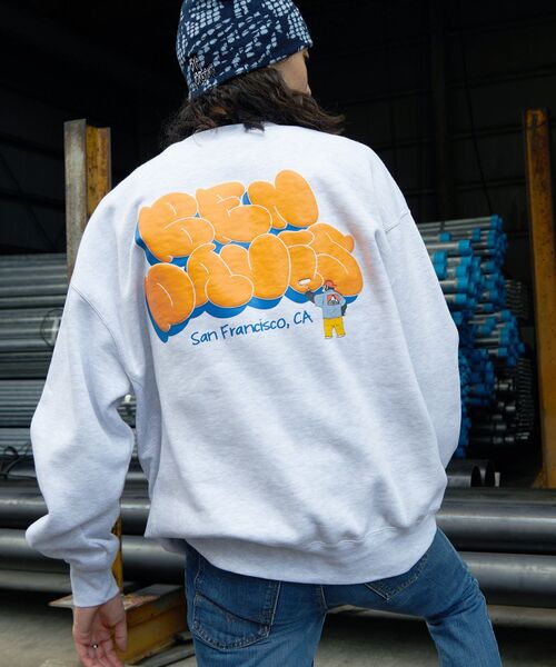 BEN DAVIS/WHITE LABEL(ベンデイビス ホワイトラベル)の「【BEN DAVIS(ベンデイビス)】BUBBLE LOGO CREW NECK SWEAT / ≪NAVAL別注≫ バブルロゴ 発泡 バックプリント クルーネック スウェット(スウェット・メンズ・オフホワイト/グリーン/ブルーグレー/ブラック・X-LARGE/MEDIUM/LARGE)」の13枚目の写真