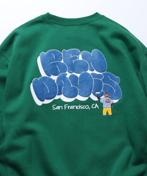 BEN DAVIS/WHITE LABEL(ベンデイビス ホワイトラベル)の「【BEN DAVIS(ベンデイビス)】BUBBLE LOGO CREW NECK SWEAT / ≪NAVAL別注≫ バブルロゴ 発泡 バックプリント クルーネック スウェット(スウェット・メンズ・オフホワイト/グリーン/ブルーグレー/ブラック・X-LARGE/MEDIUM/LARGE)」の16枚目の写真