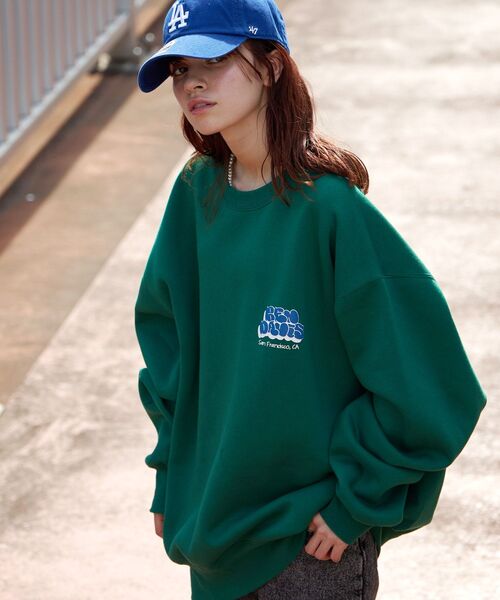 BEN DAVIS/WHITE LABEL(ベンデイビス ホワイトラベル)の「【BEN DAVIS(ベンデイビス)】BUBBLE LOGO CREW NECK SWEAT / ≪NAVAL別注≫ バブルロゴ 発泡 バックプリント クルーネック スウェット(スウェット・メンズ・オフホワイト/グリーン/ブルーグレー/ブラック・X-LARGE/MEDIUM/LARGE)」の5枚目の写真