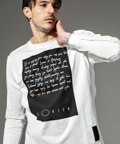 C DIEM（カルペディエム）の「C DIEM(カルペディエム)立体プリントロングTシャツ（Tシャツ/カットソー・メンズ・ホワイト/ブラック/カーキ・S/M/L）」の9枚目の写真