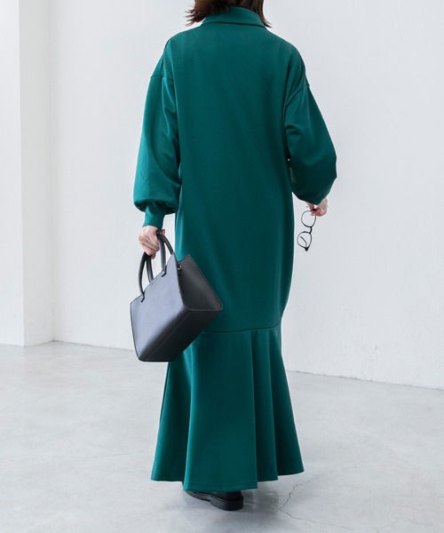 【新品未使用】Louere ポロワンピース マーメイド M ネイビー タグ付き ルエレ Louere Louere ロゴ刺繍ミニポロワンピース （ネイビー