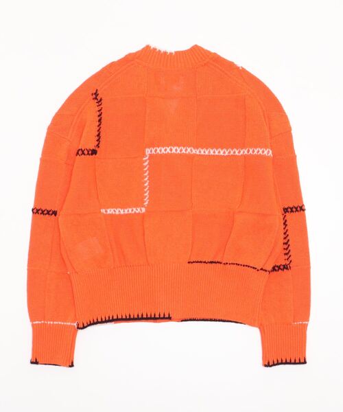 Coohem（コーヘン）の「COOHEM:STITCH WORK KNIT CD（ニット/セーター・レディース・ホワイト/オレンジ・ONE SIZE）」の3枚目の写真