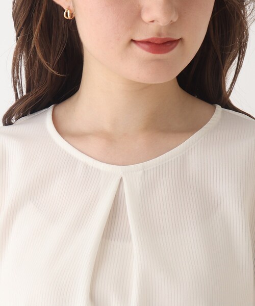 index(インデックス)の「◆シアーストライプブラウス【WEB限定サイズ】(シャツ/ブラウス・レディース・ネイビー/ボルドー/オフホワイト/ピンクベージュ・38/40/42/36)」の7枚目の写真