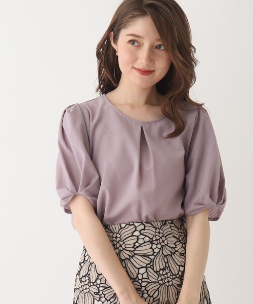 index(インデックス)の「◆シアーストライプブラウス【WEB限定サイズ】(シャツ/ブラウス・レディース・ネイビー/ボルドー/オフホワイト/ピンクベージュ・38/40/42/36)」の11枚目の写真