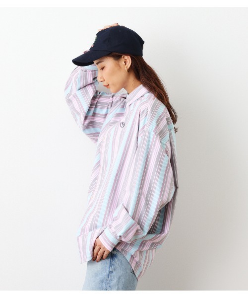 RODEO CROWNS WIDE BOWL(ロデオクラウンズワイドボウル)の「Private Ivy ストライプシャツ(シャツ/ブラウス・レディース・ピンク系その他/グリーン系その他・FREE)」の7枚目の写真