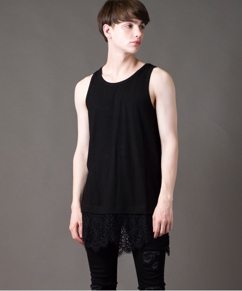 Buffalo Bobs（バッファローボブズ）の「LACE-TANK(レースタンク)レース タンクトップ（タンクトップ・メンズ・ホワイト/ブラック・1-2/2-3）」の10枚目の写真